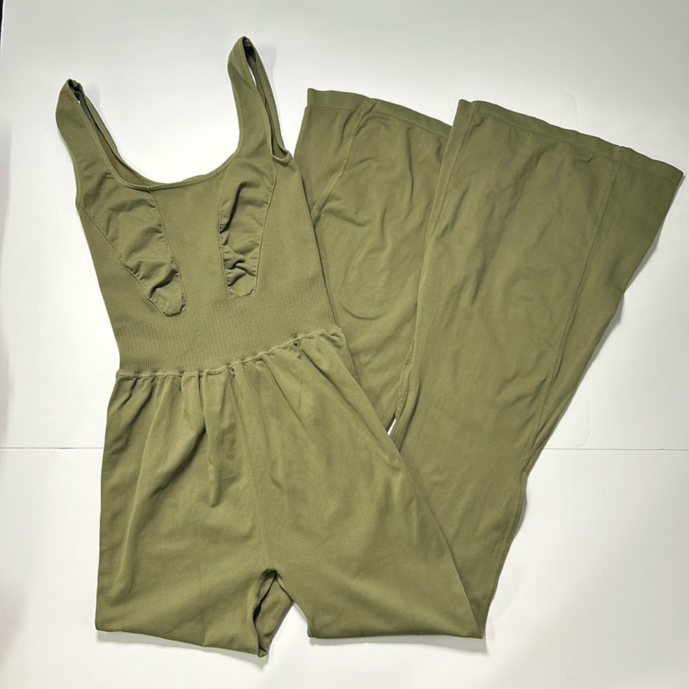 FP Movement Free People Good Karma Flare Onesie Army Green M/L